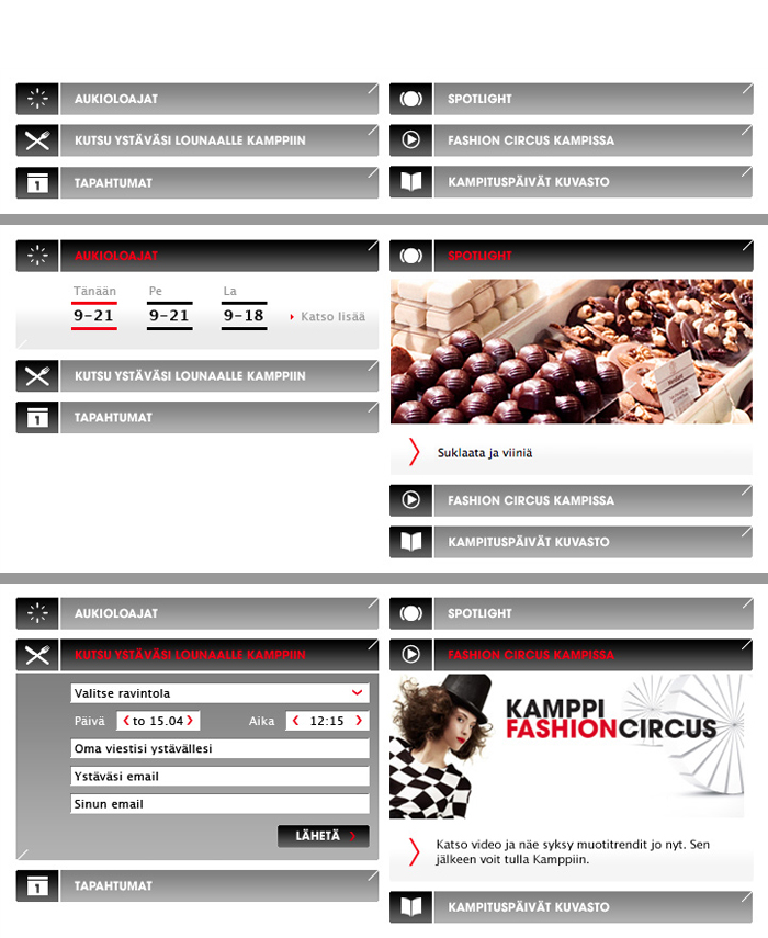 Kampin kauppakeskus website renewal 2010
